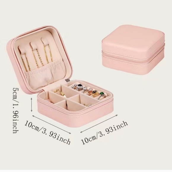 Travel Jewelry Organizer Case Blush Pink Portable Compact Divided Compartments - Picture 3 of 3